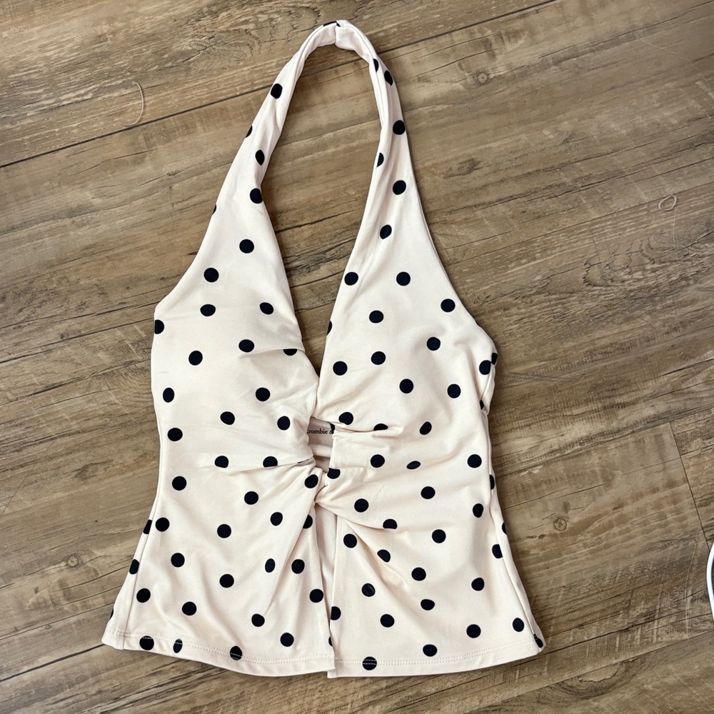 Abercrombie Polka Dot Twist Halter Top